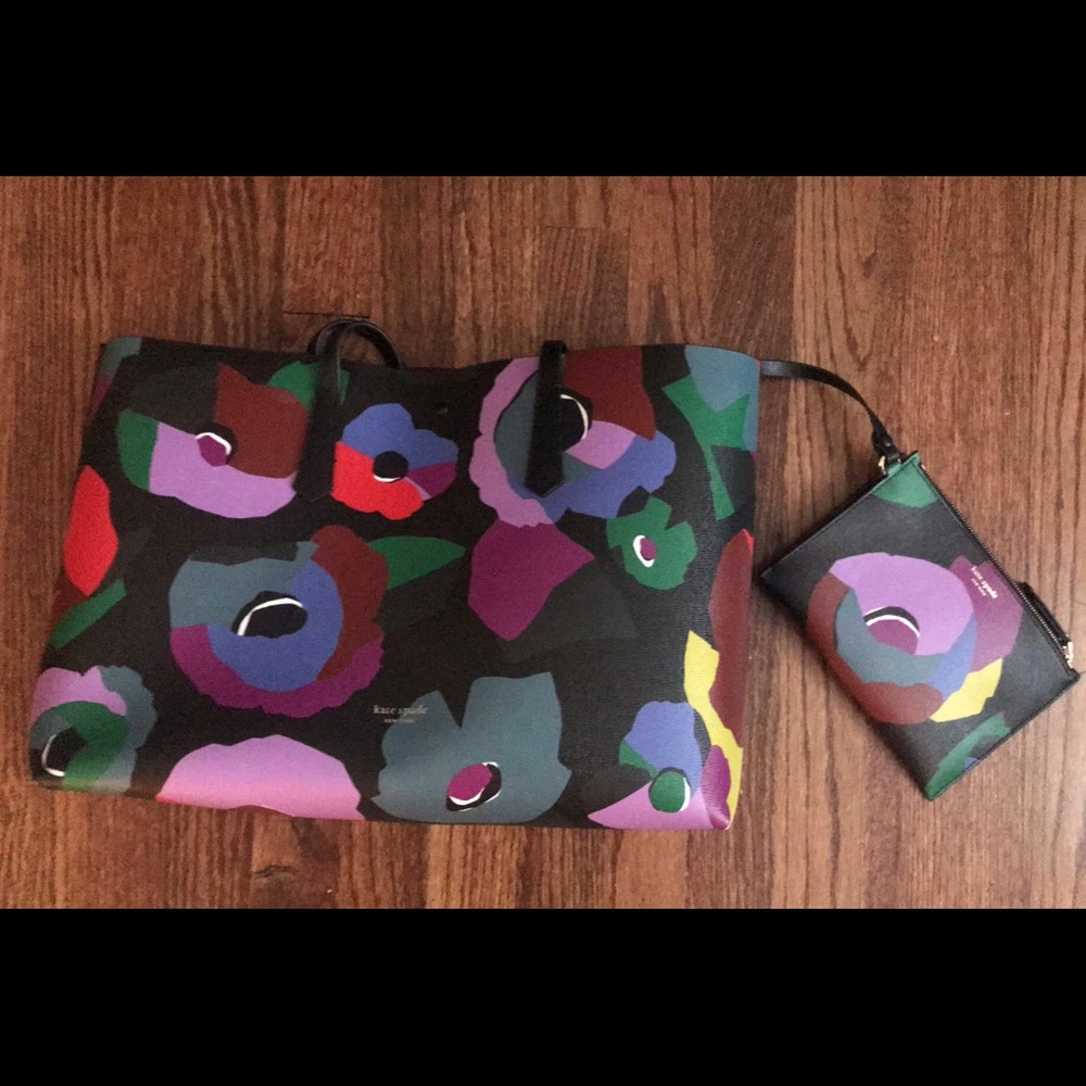 Kate Spade ♠️ Molly Floral Collage Tote with wristlet/wallet